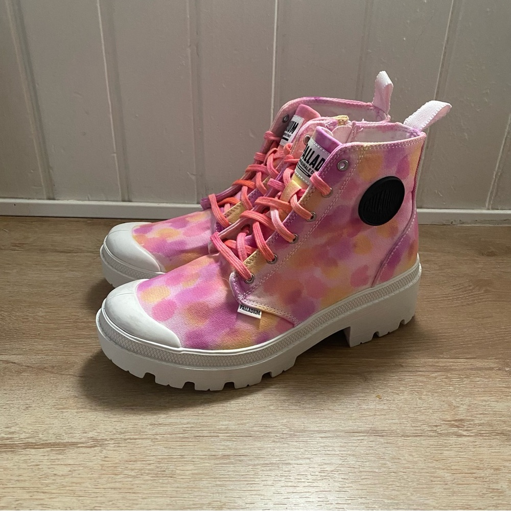 Palladium Pallabase Twill Women’s 8.5 White Sole Custom Tie Dye Festival Sneaker